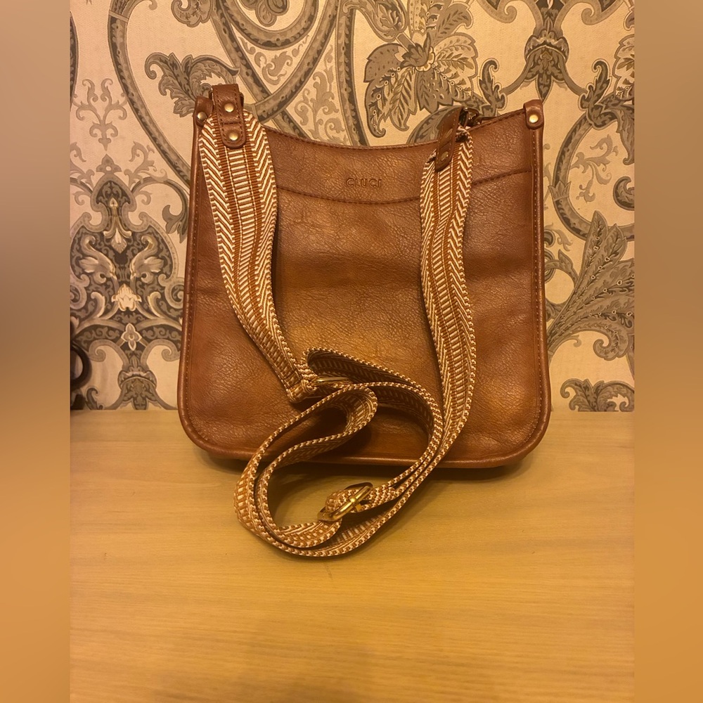 Brown Vegan Leather Crossbody Bag